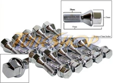 20 BMW BENZ 28MM TUNER WHEELS RIM LUG BOLTS NUT 12x1.5 CONE TAPER CONICAL CHROME