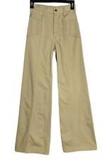 VTG khaki 70s Cargo flare disco retro pants high rise cheap jeans hippie talon