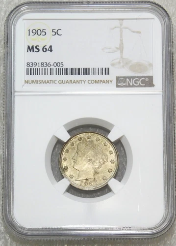 1905 Liberty Nickel NGC MS64 Good Luster Just Graded New Holder #DSh22