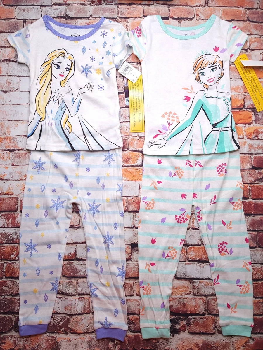 Disney Frozen Toddler Girls Size 3T 4pc Pajama Set Short Sleeve Brand New