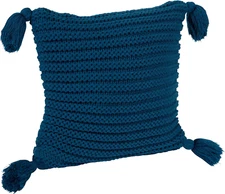 Kate and Laurel Tassey Large Ribbed Knit Throw Pillow Cover with Tassels, 18 X 1