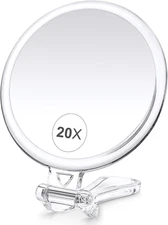 B Beauty Planet 20X Magnifying Home Mirror, round 5'' Handle for Travel, Double
