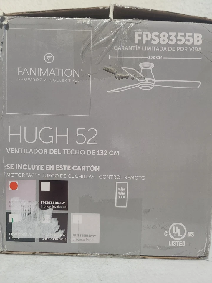 Fanimation Hugh 52 in. Integrated LED Indoor/Outdoor Brushed Nickel Ceiling Fan - Image 3 of 4