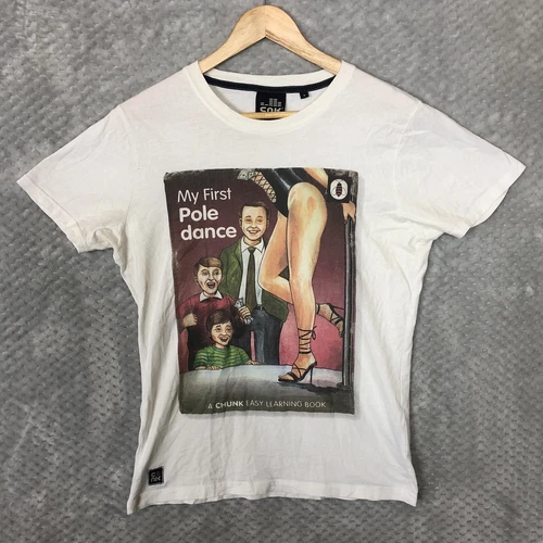 CHUNK T Shirt Mens My First Pole Dance Graphic White Small S RARE