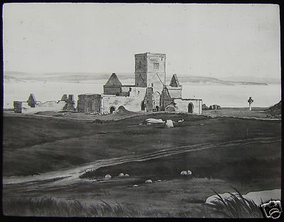 Glas Magische Laterne Dia IONA KATHEDRALE UM 1900 ZEICHNUNG SCHOTTLAND