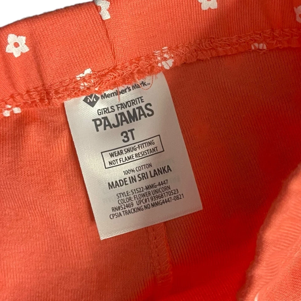 Members Mark Pull On Pijama Pantalones Cortos Niñas 3T Naranja Ditsy Margarita Informal Elastizado Foto 4 de 4