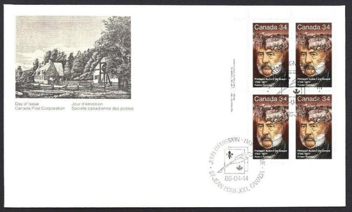 🍁Canada  #1090 ULpb    "Philippe A. de Gaspe"    Brand New  1986 First Day Cove