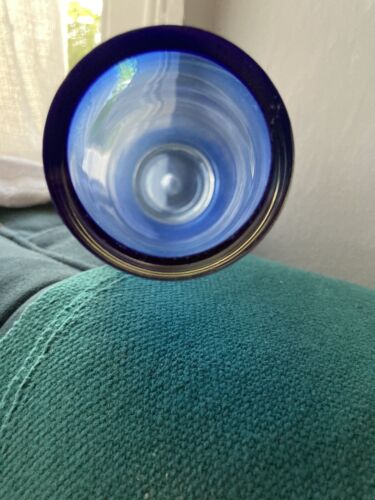 VASO SILURO PROIETTILE VINTAGE BO BORGSTROM ASEDA GLASBRUK BLU VETRO SVEDESE - Foto 5 di 5