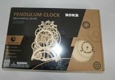 ROKR Mechanical Gears Wooden 3D Puzzle Pendulum Clock NEW Sealed