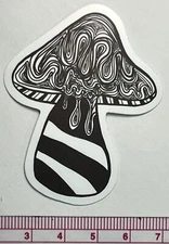 Mushroom Black And White Stripes  Vinyl Decal Sticker Bomb Striped ‘Shrooms