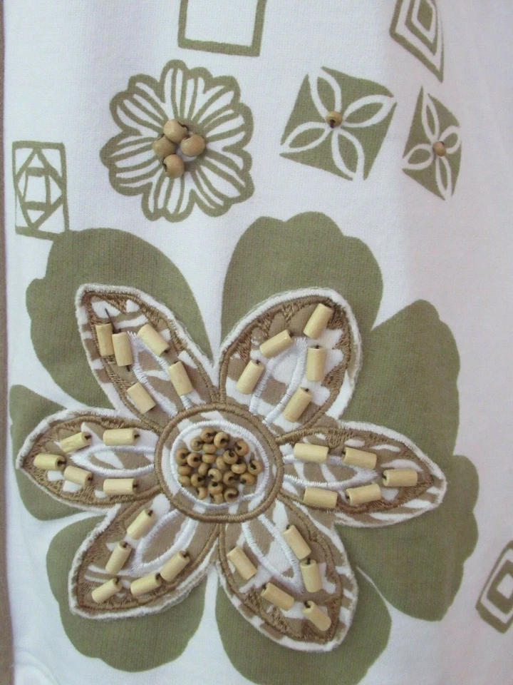 DRAPERS AND DAMONS 2539 Mujer Blanco Manga 3/4 Chaqueta Bordada Cremallera Bolsillo S/M  Foto 3 de 4