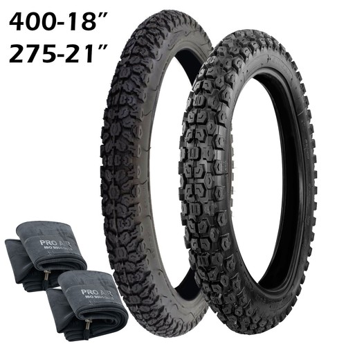 FRONT & REAR MOTORCYCLE TRAILS TYRES 40018 27521 + INNER TUBES TRAILS