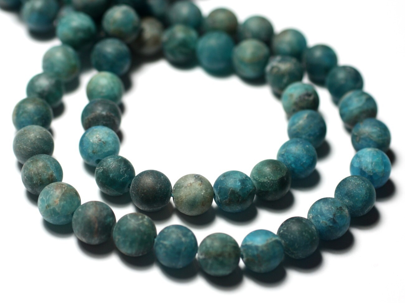 Perles en apatite bleu paon mat givré 8mm de qualité supérieure pour bijoux