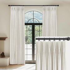 Thermal Insulated Linen Blackout Curtains 96" Long, 2 Panels, Natural White