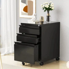 3 Drawer File Cabinet with Lock,Under Desk Metal Filing Cabinet for Home Office