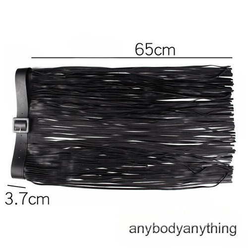 Lady Punk Tassel Skirt Waist Belt Faux Leather Waistband Long Fringe Gothic Belt - Picture 3 of 14