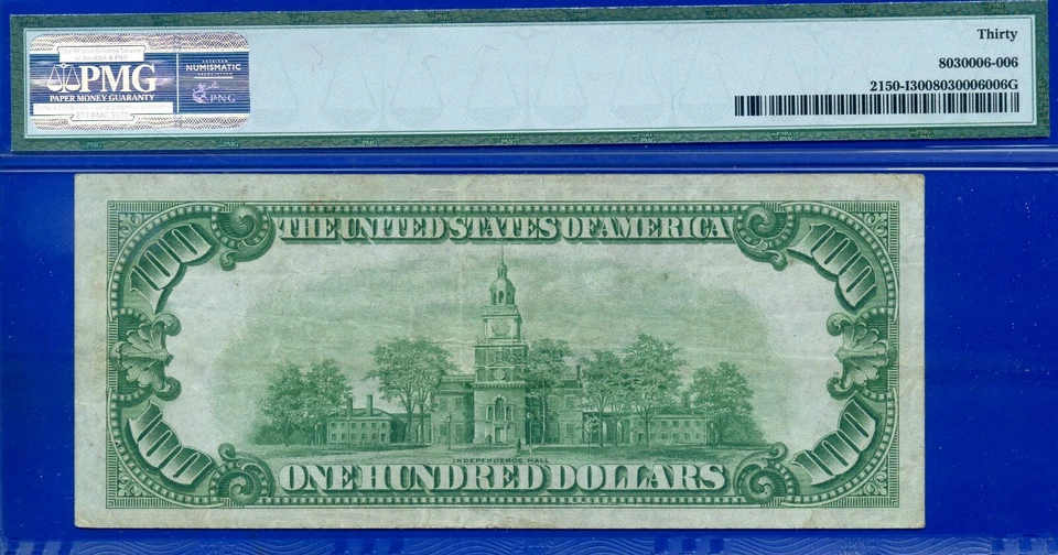 1928 $100 Federal Reserve Note PMG 30 rare keynote Minneapolis Fr 2150-I - Image 2 of 2