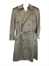 London Fog Towne Men's sz 42R Removable Liner Double Breasted Trench Coat Belted