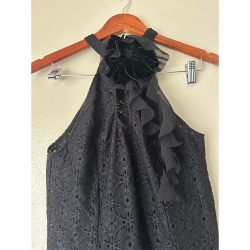 UO Kimchi Blue High Neck Black Lace Flower Detail Midi Dress Size M - Picture 6 of 14