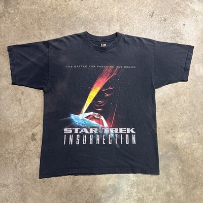 Vintage Star Trek Shirt Mens XL Black 90s Insurrection Aliens Sci Fi TV Promo