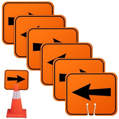 6 Pcs Traffic Arrow Orange Detour Signs, Road Cone Top Directional Left Right...
