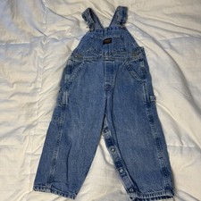Vintage Oshkosh Denim Vestback Overalls Size 3T Snap Leg