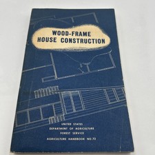 Vintage USDA Wood-Frame House Construction Handbook No. 73 Blueprint Cover 1955