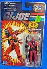 g I gi joe 25TH ANNIVERSARY FOIL CARD COBRA RED NINJA FIGURE MOC