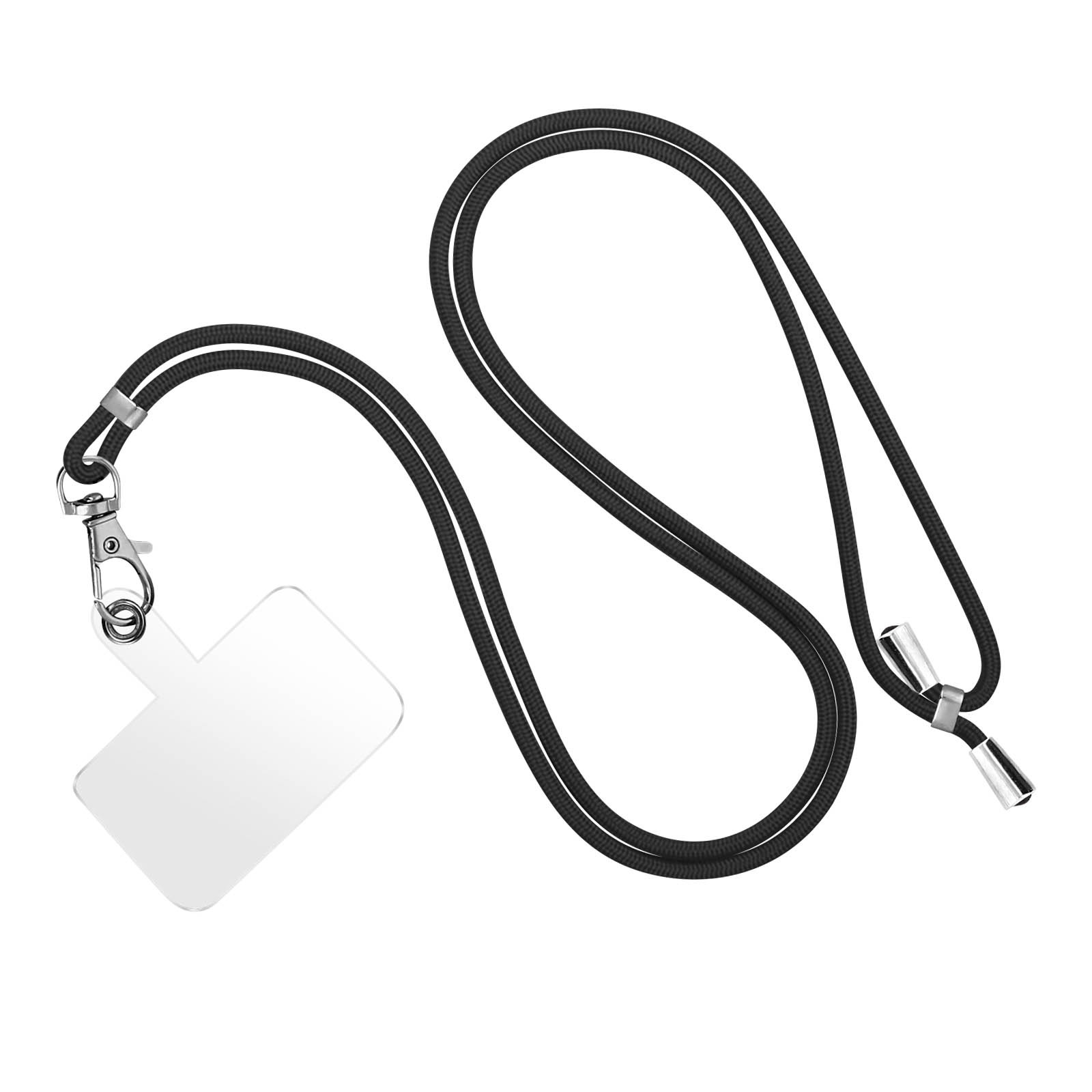 Cordón universal para smartphone nylon tressé noir collier réglable 90cm