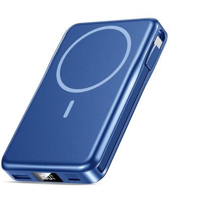 Magnetic Portable Charger, 10000mAh Power Bank, 5 in 1 Portable Charger with Bui