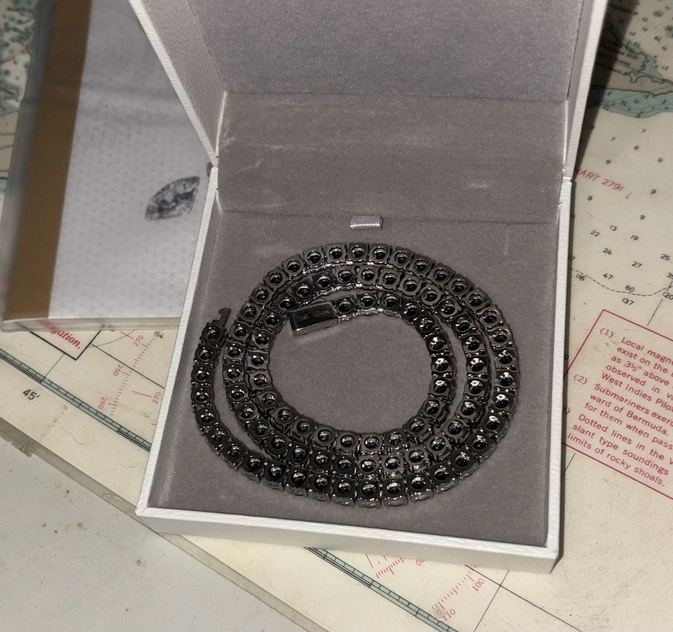 Cadena de tenis moissanita negra de 5 mm 18 pulgadas 315L 45ct Foto 3 de 4