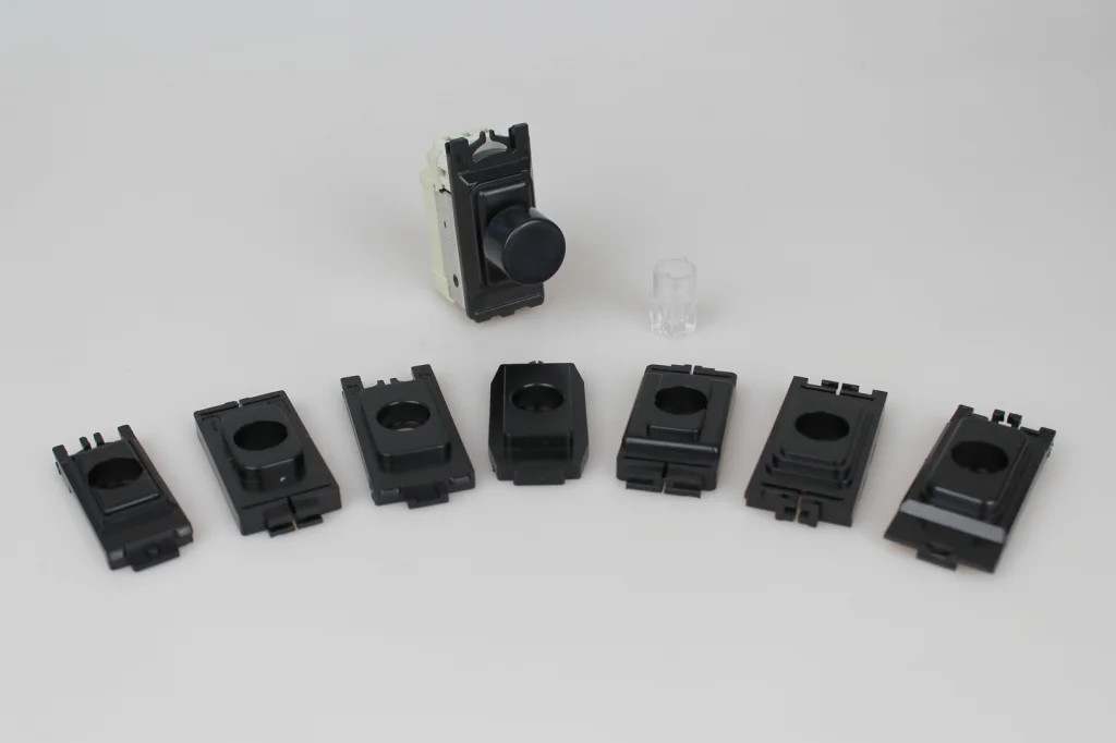 Modular Grid System Black Intermediate Push Switch 6A Multigrid Module Varilight