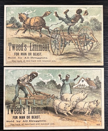 TWEED'S LINIMENT " FOR MAN OR BEAST" - S. E. TWEED - LOWELL, MASS.  2 RARE TRADE