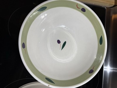 Maxam Italy Hand Painted Olive Pattern 12  Ceramic Pasta Salad Serving Bowl