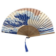 YARRD Folding Hand Fan for Women Wooden Bamboo Wave Fan, Multicolor