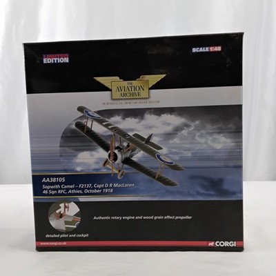 Corgi AA38105 Sopwith Camel F2137 Capt D R MacLaren 46 Sqn RFC Athies Airplane