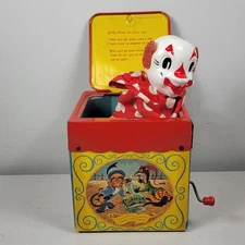 1940s Mattel Creation Music Maker Toy Jack In Music Box Jolly Tune Clown-Working
