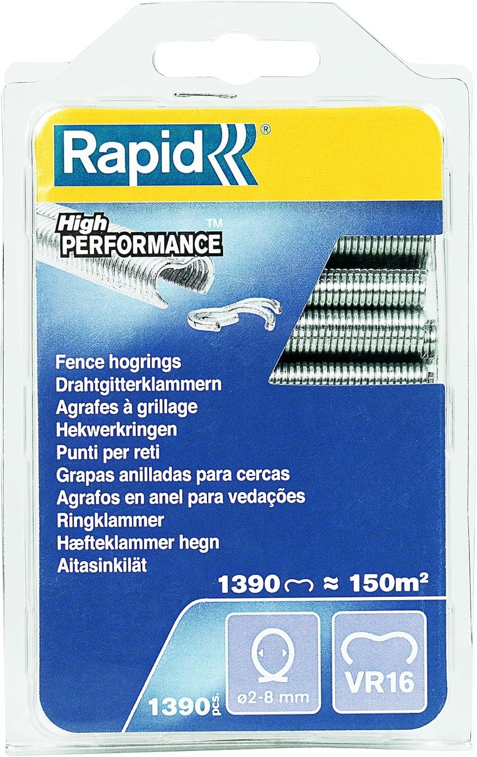 Rapid VR16 Galvanized Fence Hogrings, Suitable for 2-8 mm Netting Wire, Ideal f