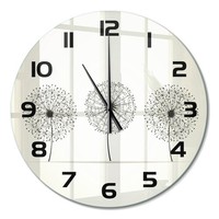 Glasuhr Glas-Wanduhr Ohne TickgeräUsche Pusteblume Schwarze Zeiger Fi60 Cm