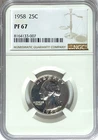 1958 25c Washington Proof Silver Quarter Dollar NGC PF67