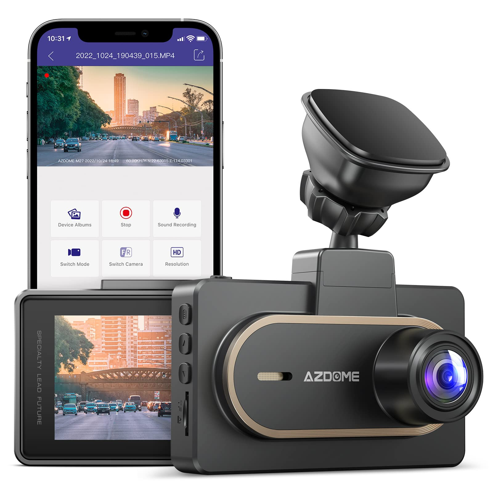 2K Dash Cam with Built-In WiFi QHD 2560x1440P M27 Car Camera