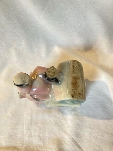 Vintage Puppy Dog with Wheel Barrow Planter Shawnee? MCM - Picture 6 of 6
