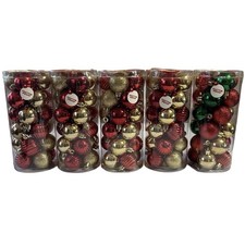 120 Shatterproof Christmas Ornaments Red Gold Round 1.5  Balls Holiday Classic
