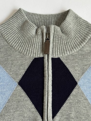 Club Rm Men's Medium NWT ($65) 1/4 Zip Argyle Blue Gray 100% Pima Cotton SOFT - Picture 9 of 12