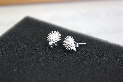 Beautiful Rare Vintage Hedgehog Earrings in Silver 925
