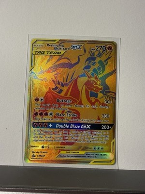Pokemon Reshiram & Charizard GX Tag Team Gold Black Star Promo Card SM247