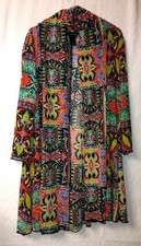Ali Miles Woman Size Large Open Front Semi-Sheer Cardigan Paisley Patchwork B34
