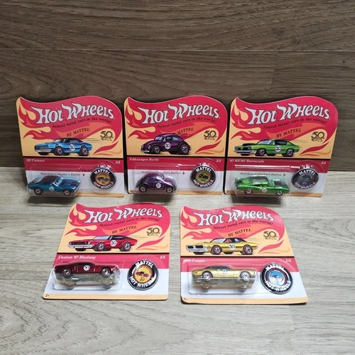 Hot Wheels 50th Anniversary Redline Complete set of 5 with Button Unpunched