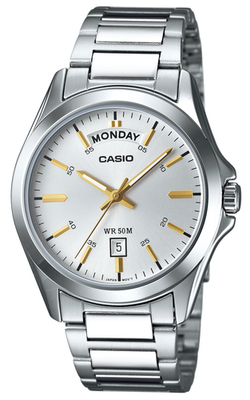 Casio Quartz Wr50m White Dial Analog Mens Dress Watch Mtp-1370d