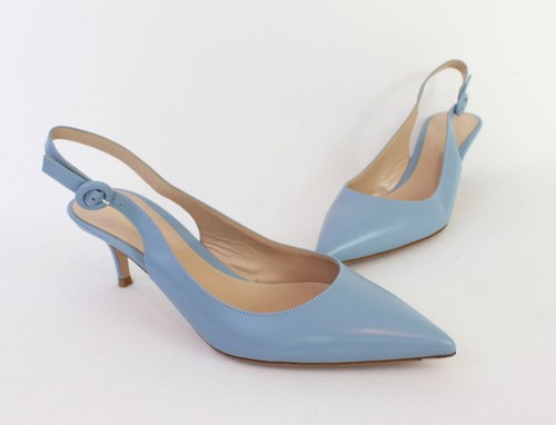 Gianvito Rossi authentisch neu ohne Karton hellblau Robbie 55 Slingback Absatz Schuh 39 1/2 9,5